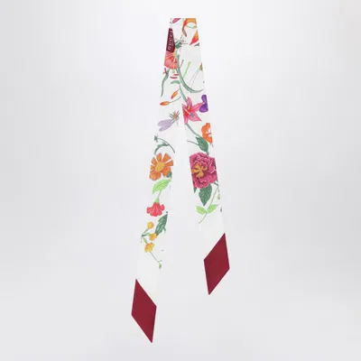 Gucci Thin Scarf In Multicolour Printed Silk Women In White