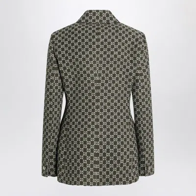 Gucci Green/white Jacket In Gg Bouclã&copy; Cotton Women In Green
