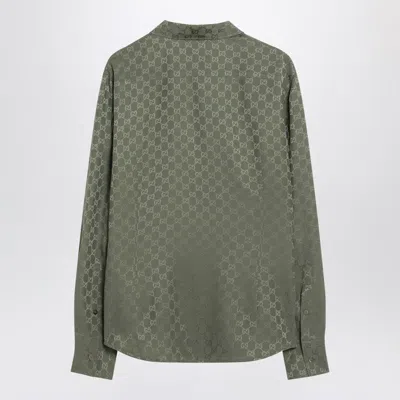 Gucci Green Jacquard Gg Silk Shirt Women In Green