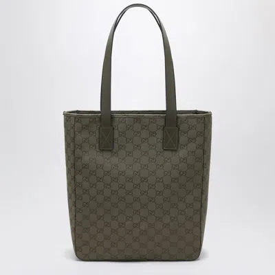 Gucci Medium Shopping Bag In Green Gg Fabric Men In Green