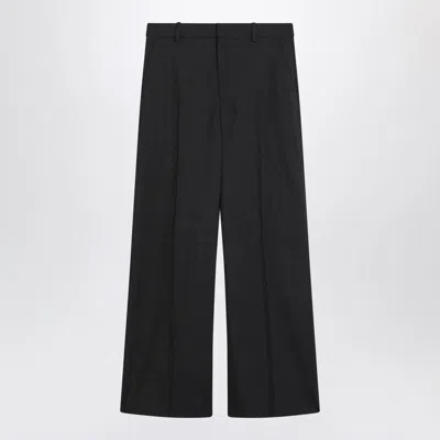 Gucci Wide-leg Grey Wool Trousers Women In Black
