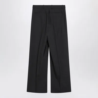 Gucci Wide-leg Grey Wool Trousers Women In Black