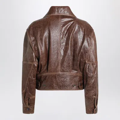Saint Laurent Collared Bomber Jacket Featuring Front Pockets In Brown