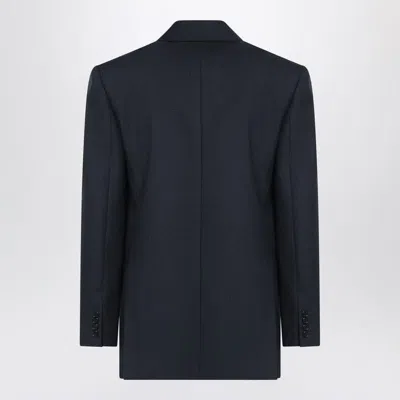 Saint Laurent Double-breasted Wool Blazer In Blue