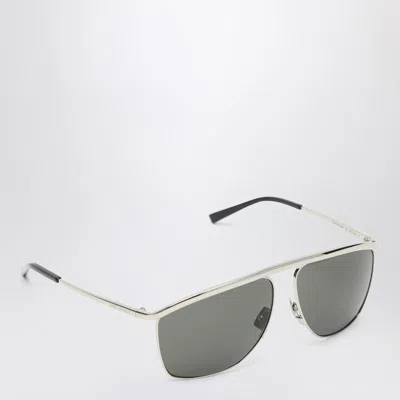 Saint Laurent Victoire Aviator-frame Metal Sunglasses In Gray