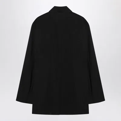 Auralee Single-breasted Black Jacket In Cotton And Wool Men In Black