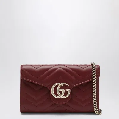 Gucci Gg Marmont Wallet Red Anchor With Chain Women In Brown