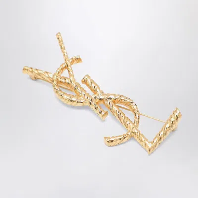 Saint Laurent Cassandre Brooch In Gold-plated In Metallic