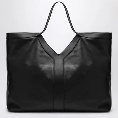 Saint Laurent Maxi Y Tote Bag Black Pebbled Leather In Black