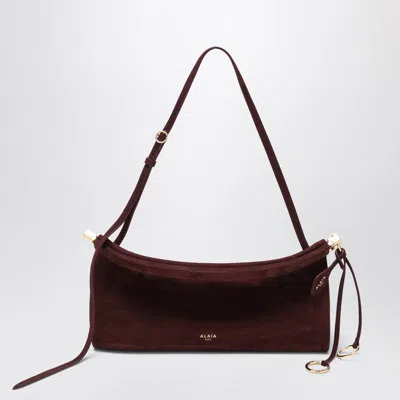 Alaïa Le Click East West Medium Bag In Garnet Nubuck In Red