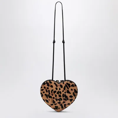Alaïa Le Coeur Bag In Leopard-print Calf Hair In Black