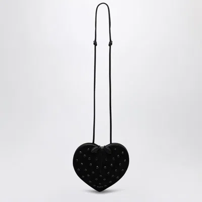 Alaïa Alaia Le Coeur Black Suede Bag With Crystals Women In Black