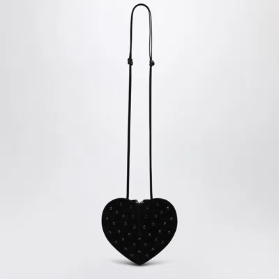 Alaïa Alaia Le Coeur Black Suede Bag With Crystals Women In Black