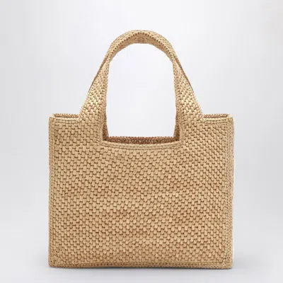 Loewe Small Raffia Tote Bag With Embroidered-logo In Sand