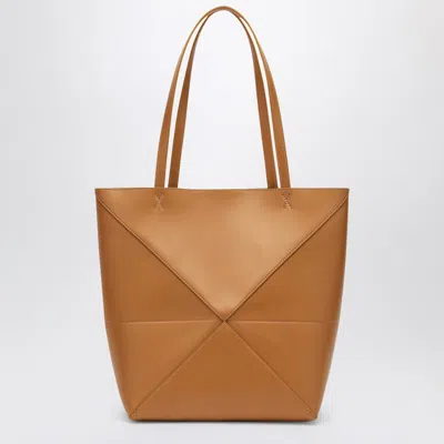Loewe Medium Puzzle Fold Calf Leather Tote Bag In Sand