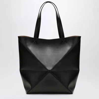 Loewe Puzzle Fold Xl Leather Tote In Black