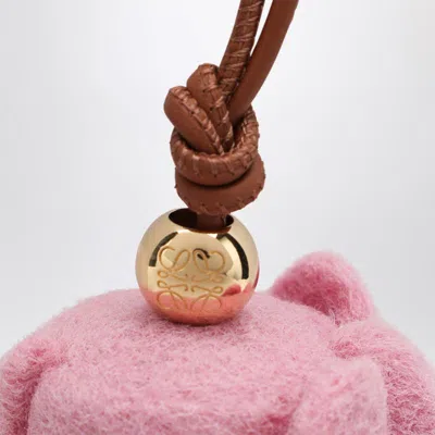 Loewe Elephant Pendant In Felt And Leather Women In Pink