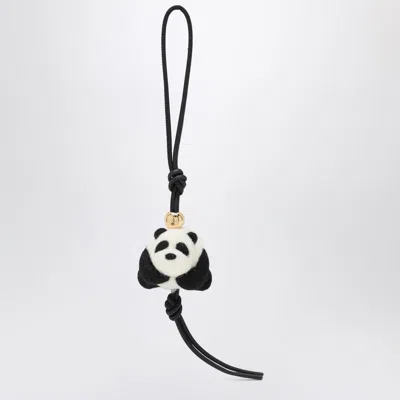 Loewe Panda Pendant In Felt And Leather Women In Black