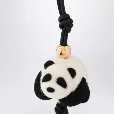 Loewe Panda Pendant In Felt And Leather Women In Black