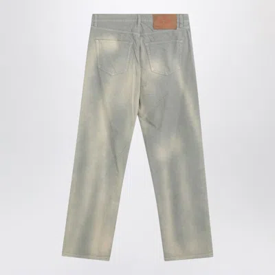 Prada Light Blue Corduroy Trousers With Washed Effect Men In Gray