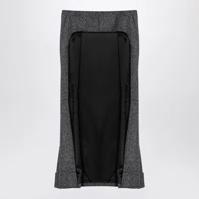 Prada Women's Black/white Wool Weave Midi Skirt | Size It 44 | P114yooo15k8 Color F0002 In Gray