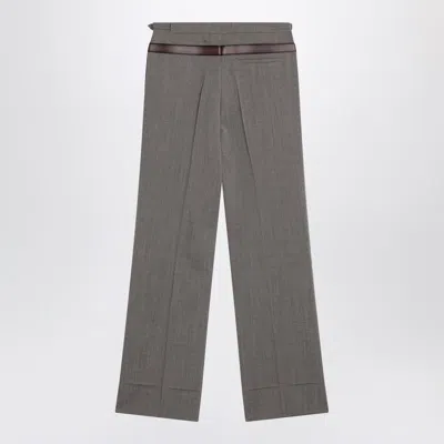 Prada Women's Wool Blend Trousers With Printed Belt In Brown