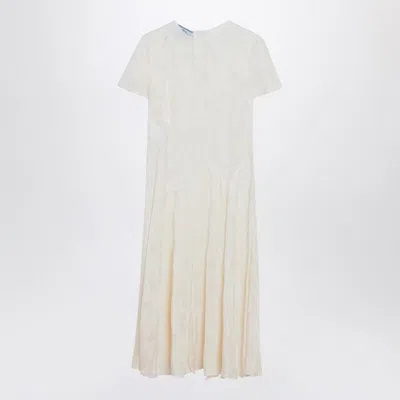 Prada Ivory Dress In Damask Silk Blend Women In Multi