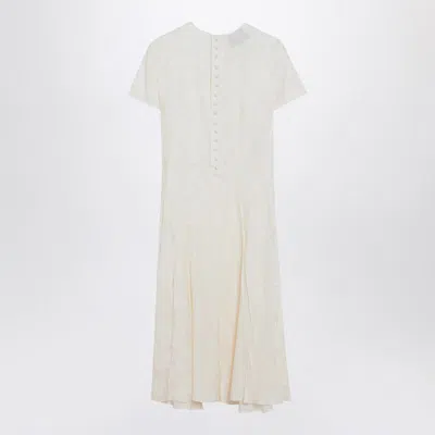 Prada Ivory Dress In Damask Silk Blend Women In Multi