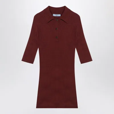 Prada Rust-coloured Ribbed Polo Women In Red