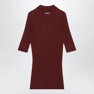 Prada Rust-coloured Ribbed Polo Women In Red