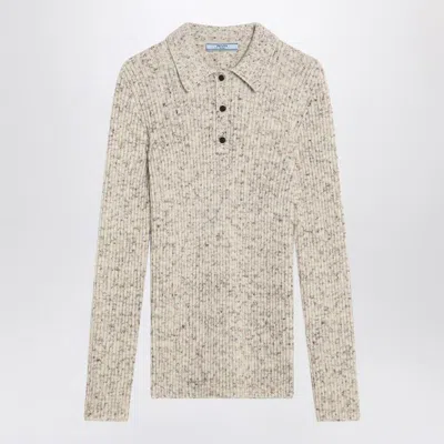 Prada Knitted Polo Sweater In Neutral