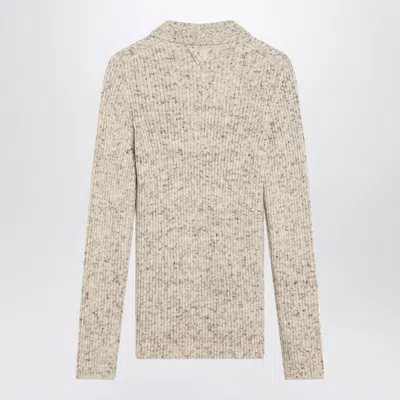 Prada Knitted Polo Sweater In Neutral