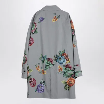 Prada Grey Single-breasted Coat In Printed In Metallic