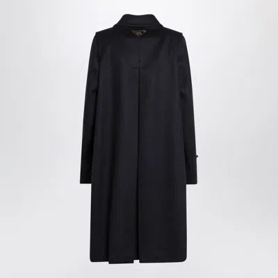 Prada Loden Leather-button Single-breasted Wool Coat In Blue