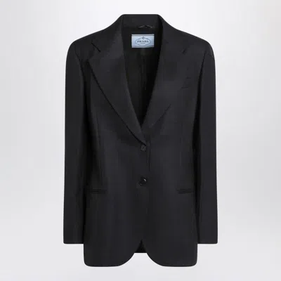 Prada Single-breasted Wool Jacket In Blue