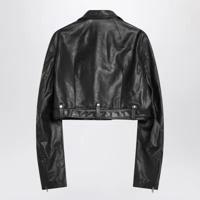 Rick Owens Mens Black Flight Cropped Leather Shearling Jacket In Black