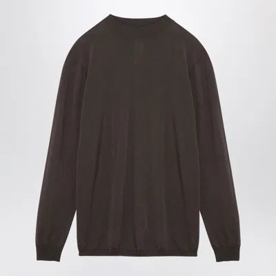 Rick Owens Powder Grey Cotton Crew-neck Sweater Men In Brown