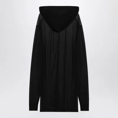 Rick Owens Semi-transparent Hooded Sweatshirt In Black