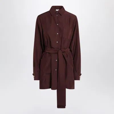 Loewe Silk Shirt With Belt In Burgundy
