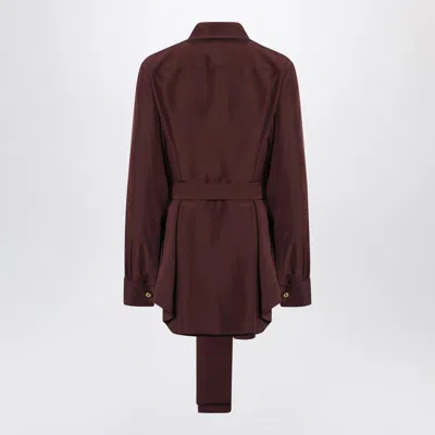 Loewe Silk Shirt With Belt In Burgundy