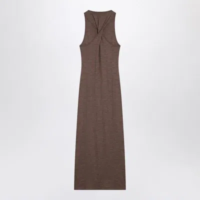 Loewe Brown Wool Dress With Anagram Logo In Brown