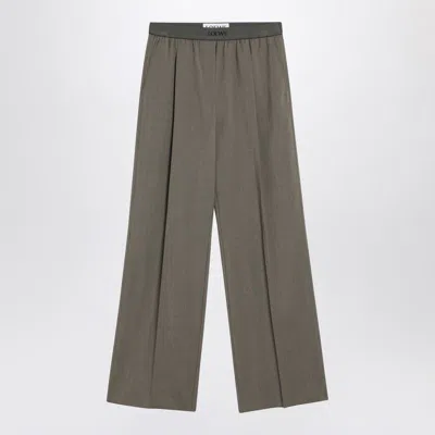Loewe Khaki Wool Trousers Women In Green