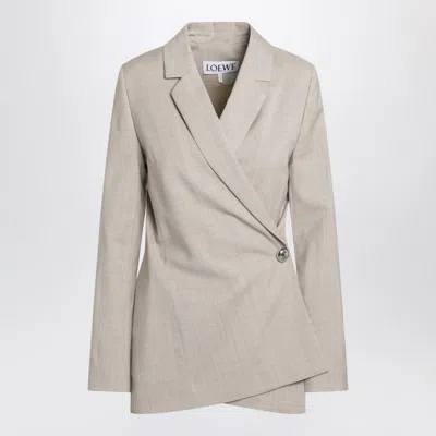 Loewe Beige Melange Wool Wrap Jacket In Gray