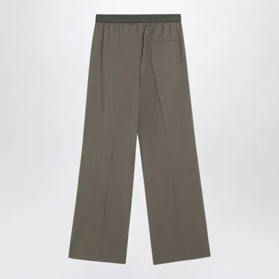 Loewe Khaki Wool Trousers Women In Green