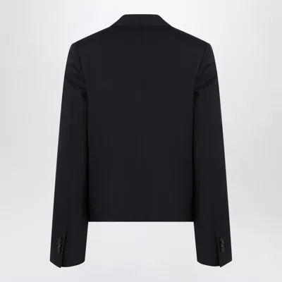 Loewe Navy Blue Single-breasted Jacket In Wool Women In Blue