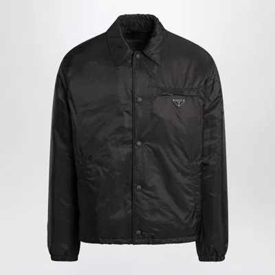 Prada Triangle Logo Re-nylon Padded Jacket In Black