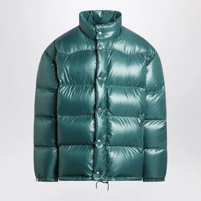 Prada Triangle Logo Glossy Down Jacket In Green