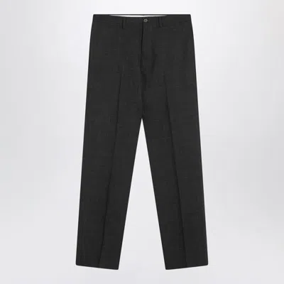 Prada Anthracite Grey Wool Trousers Men In Gray