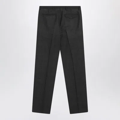 Prada Anthracite Grey Wool Trousers Men In Gray
