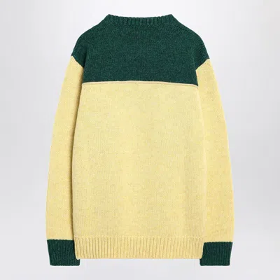 Prada Cream And Emerald Green Wool Sweater In Multi